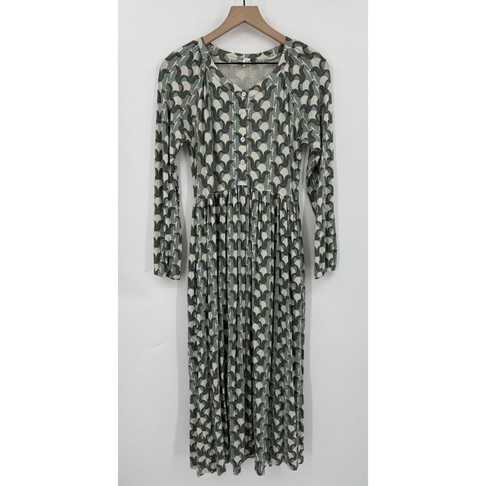 Kate Quinn Dress Womens Small Green‎ Geometric Maxi Horse Soft Boho Pockets
